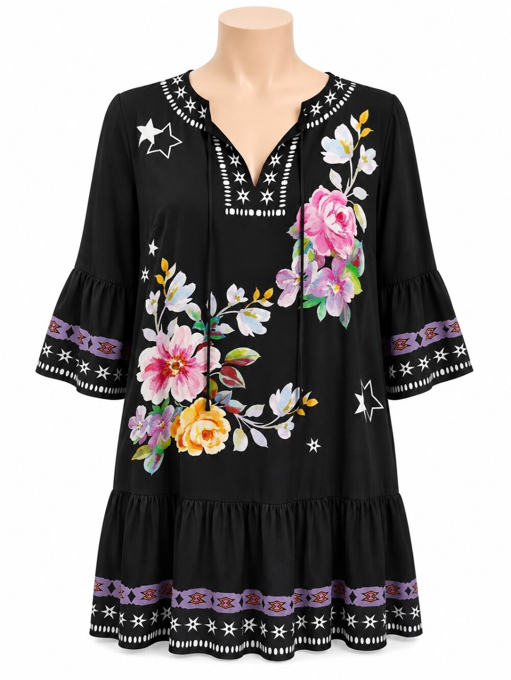 Jade Johnny Was NWT Kasumi Black Floral Hailee Mini Dress XS Rayon Silk Blend